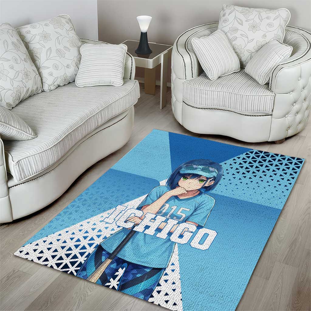 Ichigo Area Rug Cool Blue Baseball Anime Style