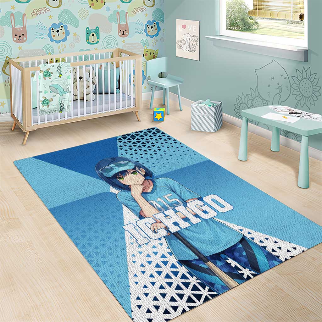 Ichigo Area Rug Cool Blue Baseball Anime Style