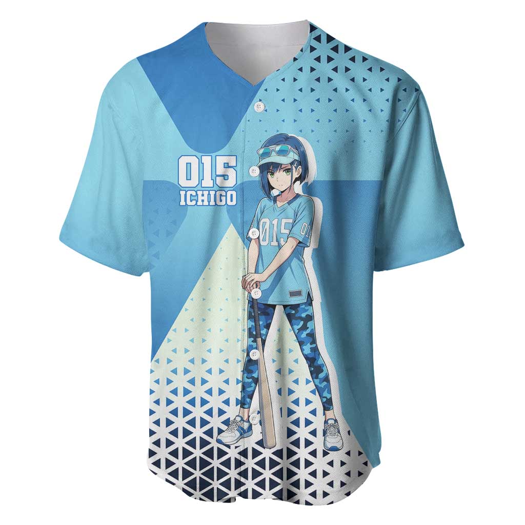 Ichigo Baseball Jersey Cool Blue Baseball Anime Style