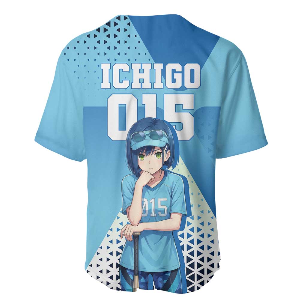 Ichigo Baseball Jersey Cool Blue Baseball Anime Style
