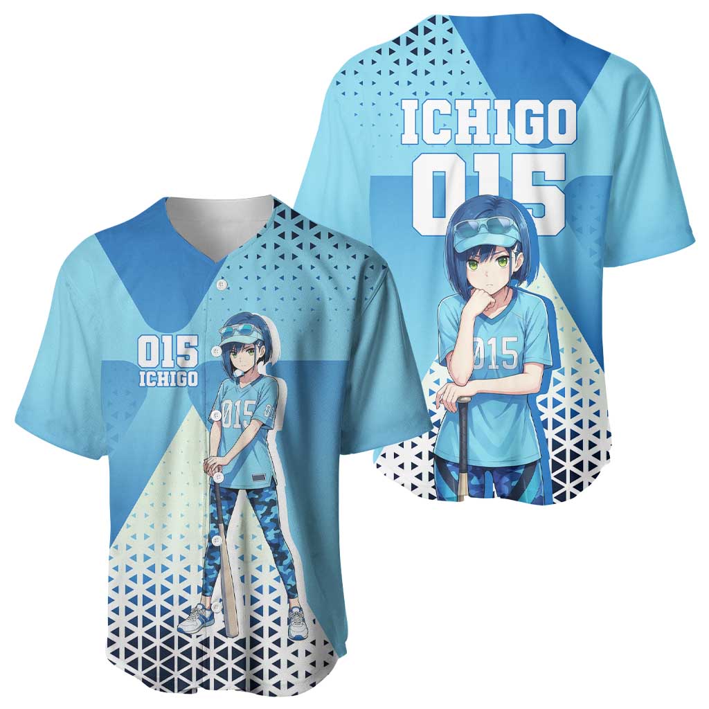 Ichigo Baseball Jersey Cool Blue Baseball Anime Style