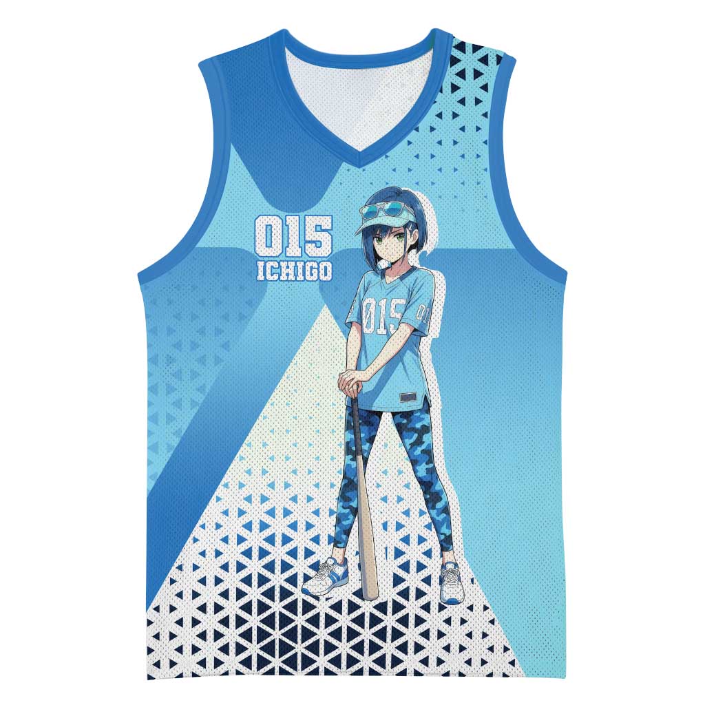 Ichigo Basketball Jersey Cool Blue Baseball Anime Style