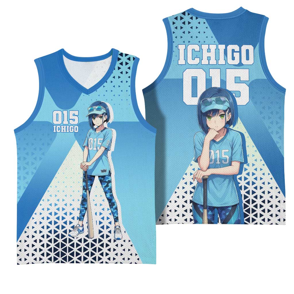 Ichigo Basketball Jersey Cool Blue Baseball Anime Style