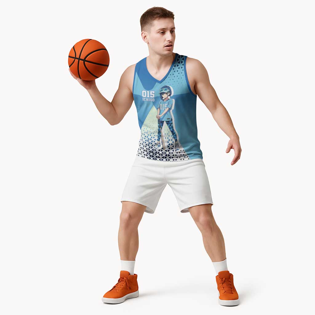 Ichigo Basketball Jersey Cool Blue Baseball Anime Style
