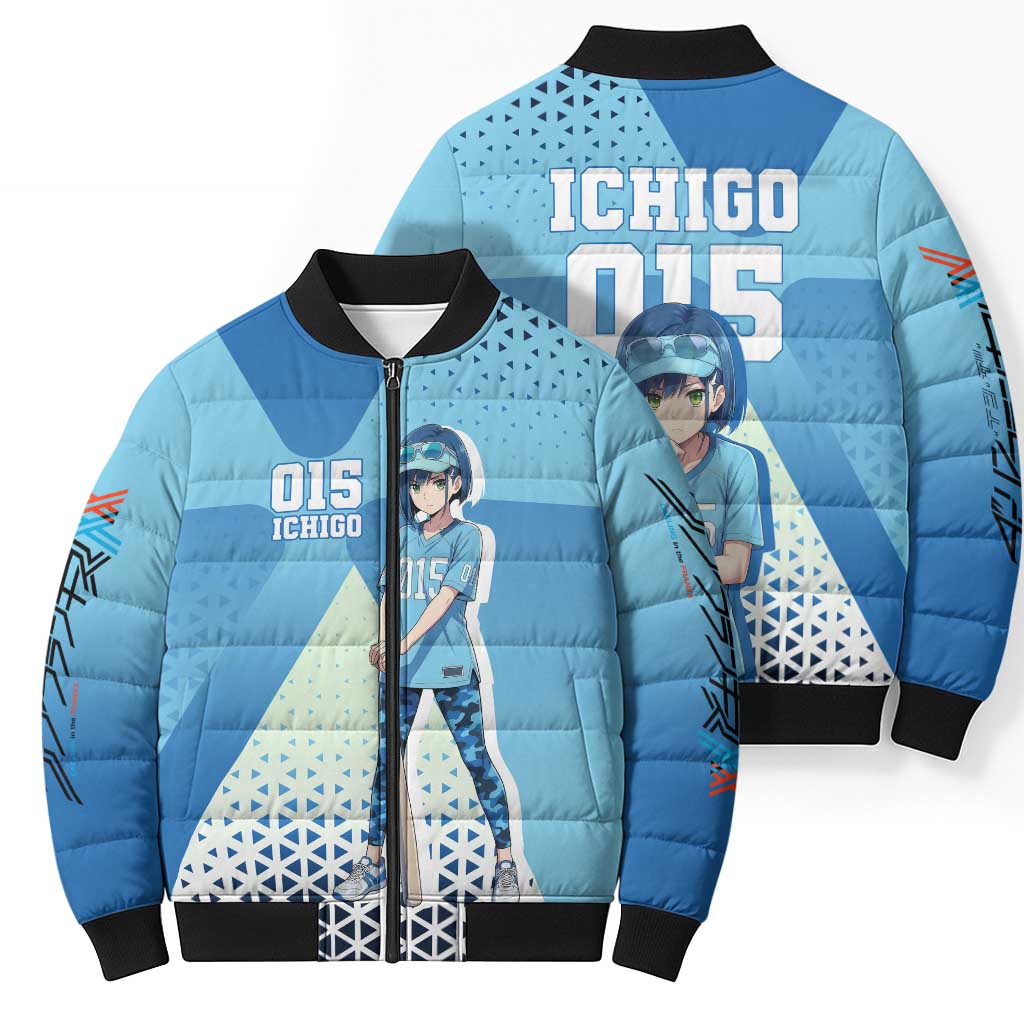 Ichigo Bomber Puffer Jacket Cool Blue Baseball Anime Style