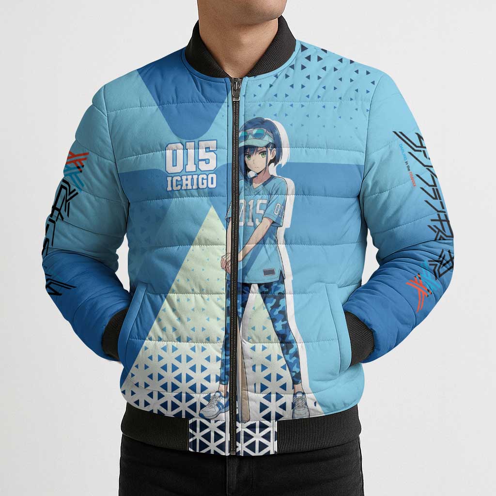 Ichigo Bomber Puffer Jacket Cool Blue Baseball Anime Style