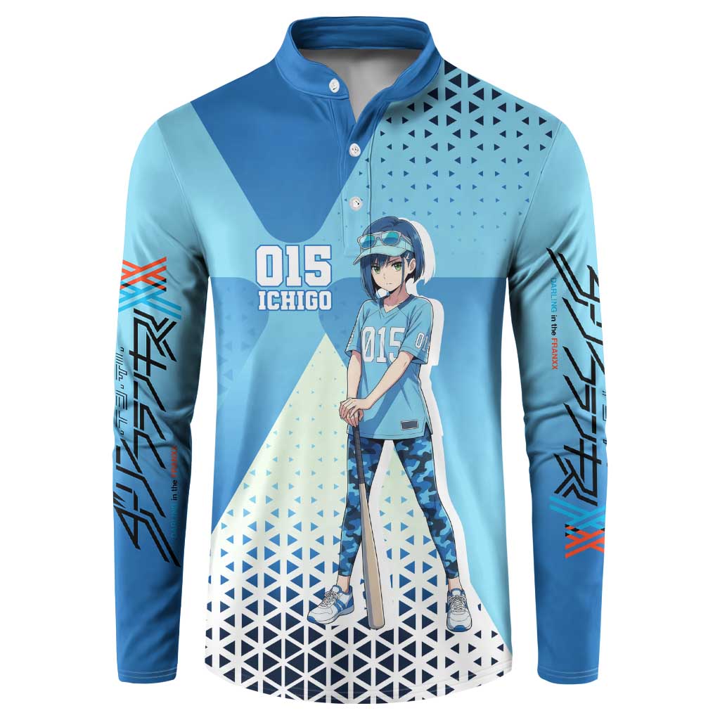 Ichigo Button Sweatshirt Cool Blue Baseball Anime Style
