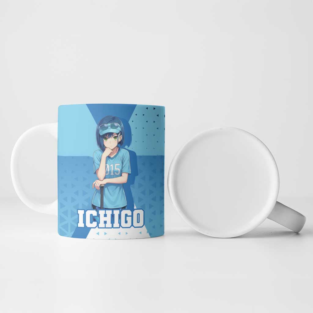 Ichigo Ceramic Mug Cool Blue Baseball Anime Style