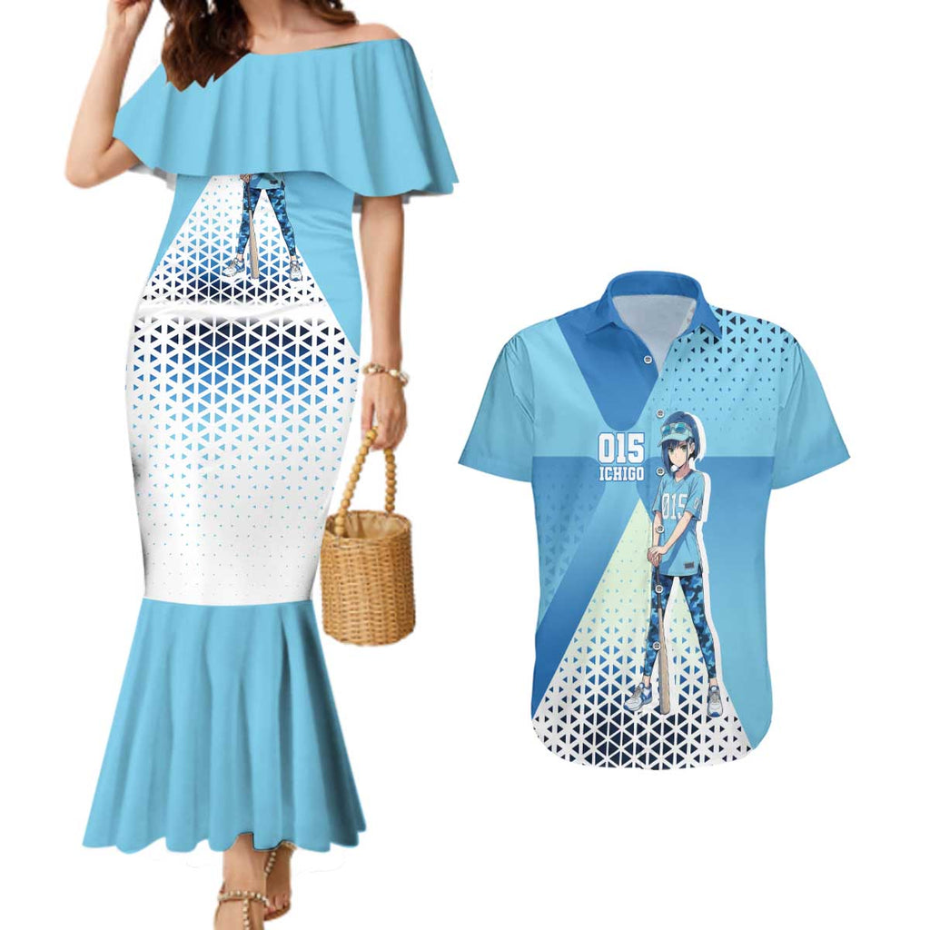 Ichigo Couples Matching Mermaid Dress and Hawaiian Shirt Cool Blue Baseball Anime Style