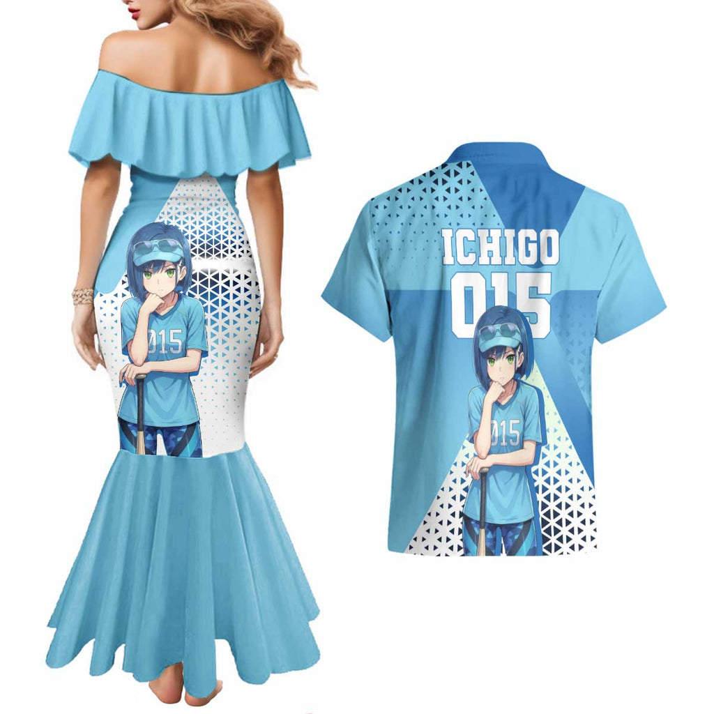 Ichigo Couples Matching Mermaid Dress and Hawaiian Shirt Cool Blue Baseball Anime Style