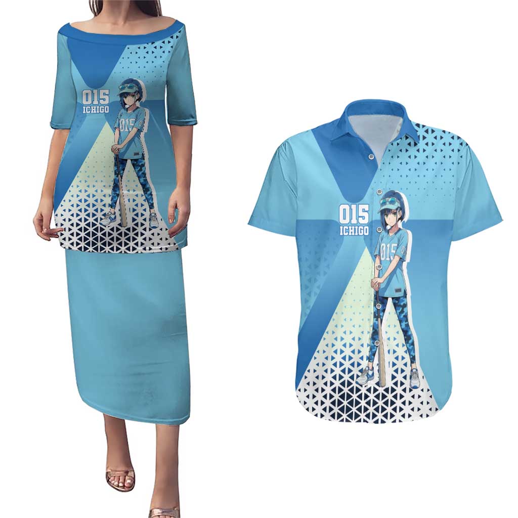 Ichigo Couples Matching Puletasi and Hawaiian Shirt Cool Blue Baseball Anime Style