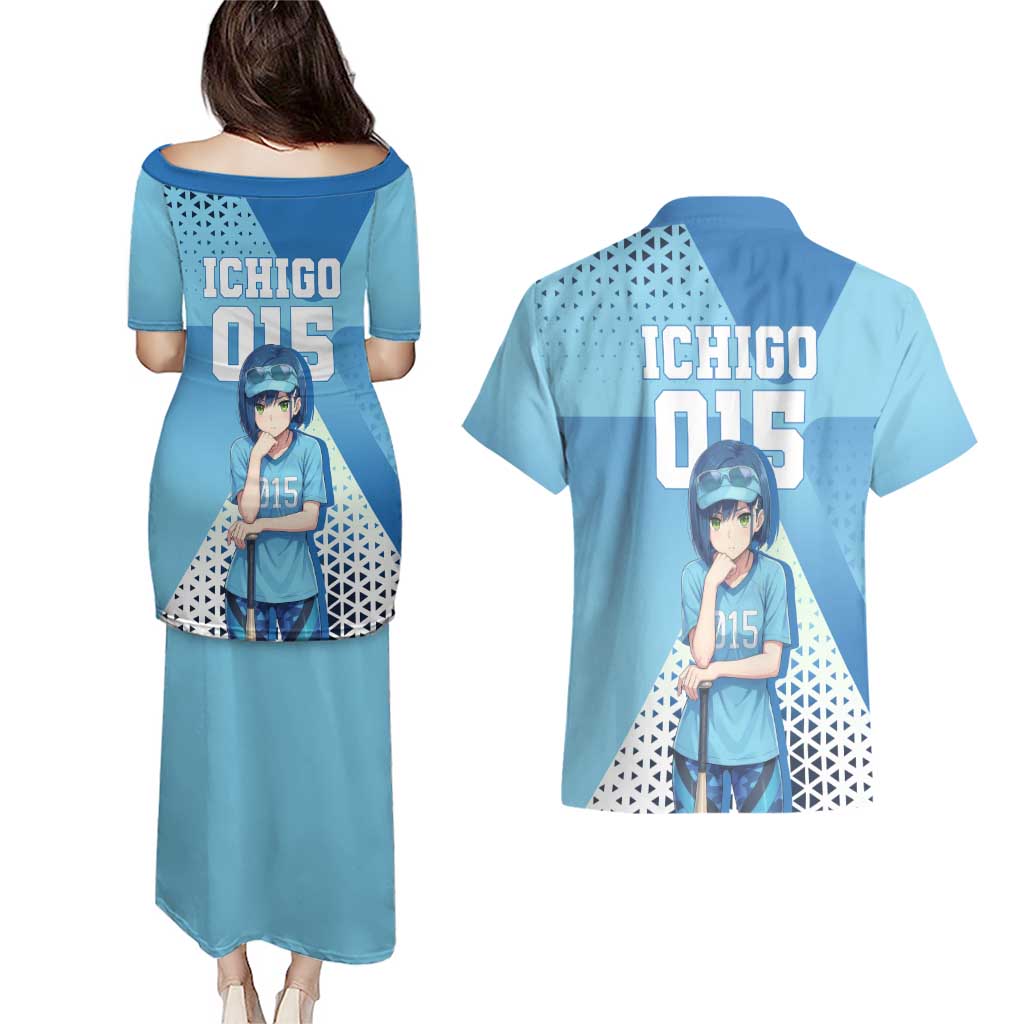 Ichigo Couples Matching Puletasi and Hawaiian Shirt Cool Blue Baseball Anime Style