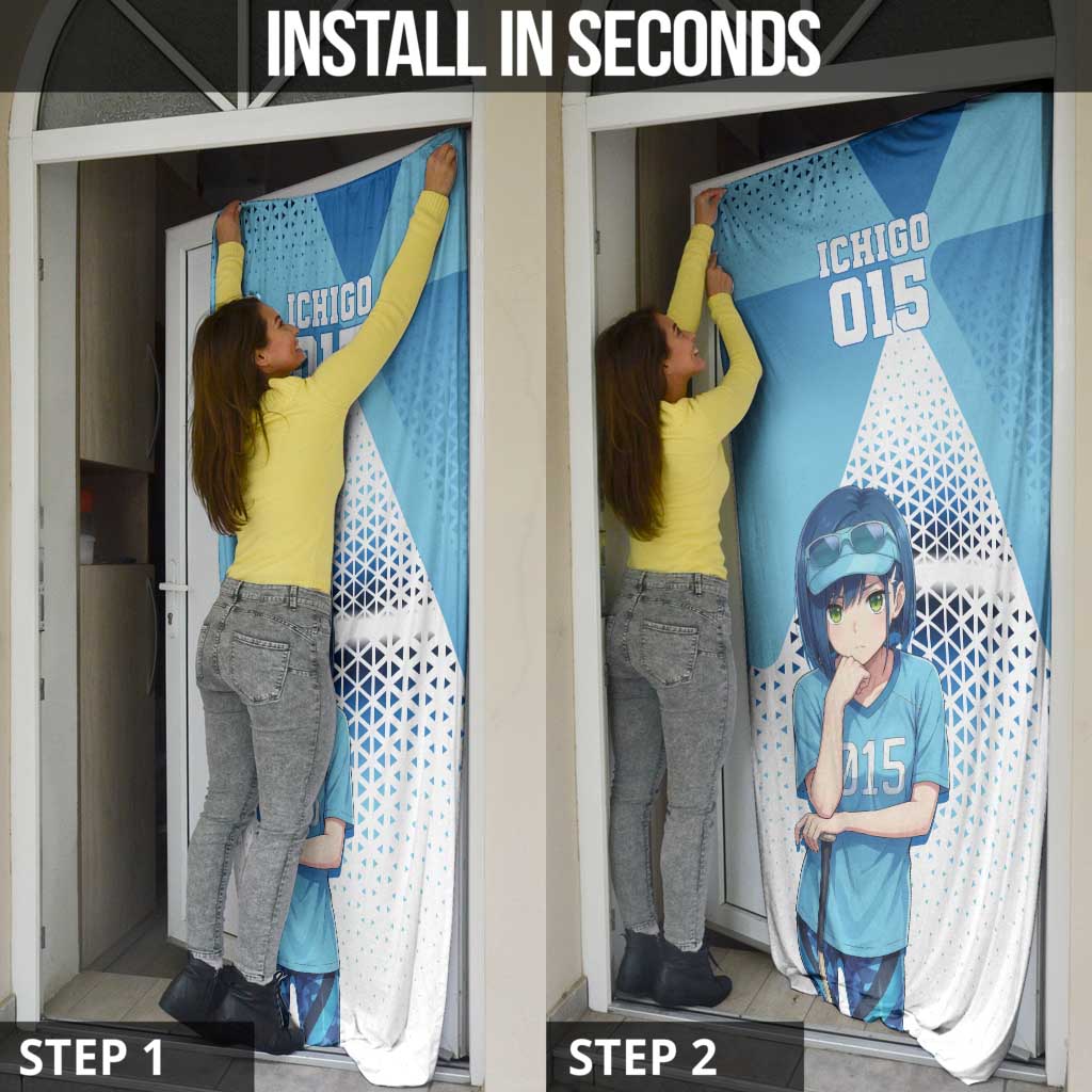 Ichigo Door Cover Cool Blue Baseball Anime Style