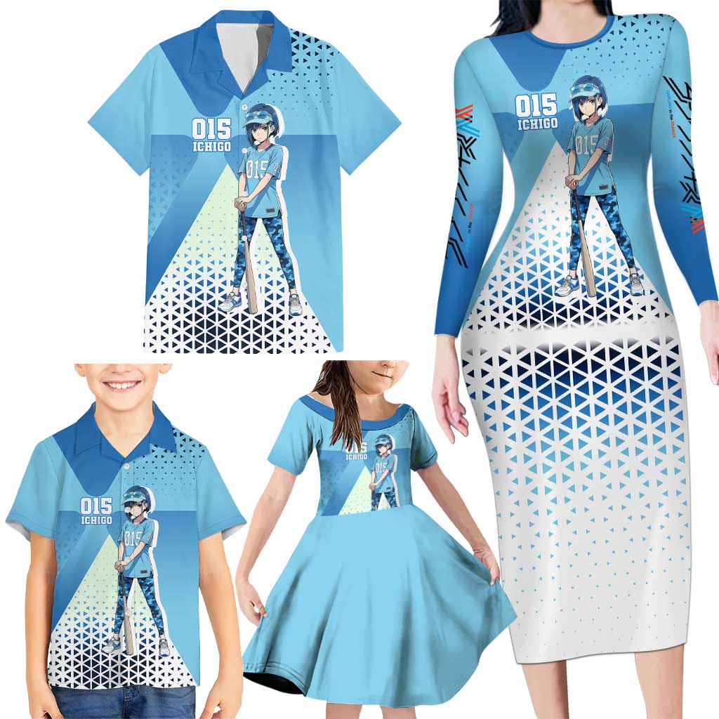 Ichigo Family Matching Long Sleeve Bodycon Dress and Hawaiian Shirt Cool Blue Baseball Anime Style