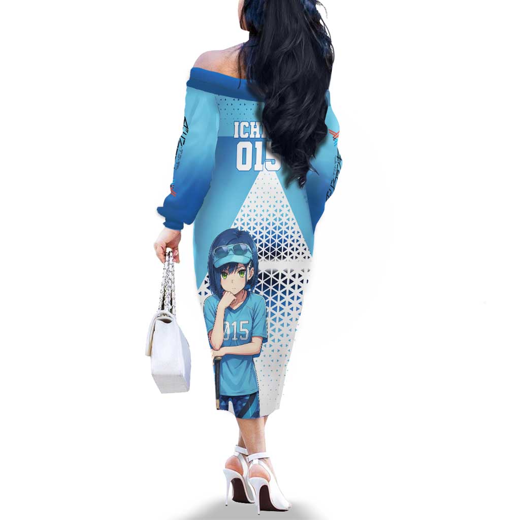Ichigo Family Matching Off The Shoulder Long Sleeve Dress and Hawaiian Shirt Cool Blue Baseball Anime Style