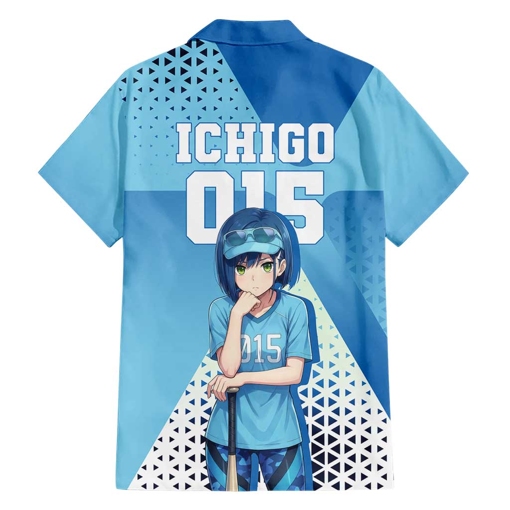 Ichigo Family Matching Off Shoulder Maxi Dress and Hawaiian Shirt Cool Blue Baseball Anime Style