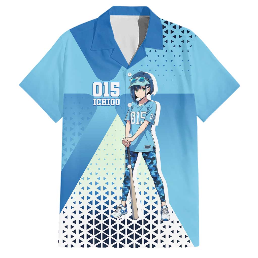 Ichigo Family Matching Off Shoulder Short Dress and Hawaiian Shirt Cool Blue Baseball Anime Style