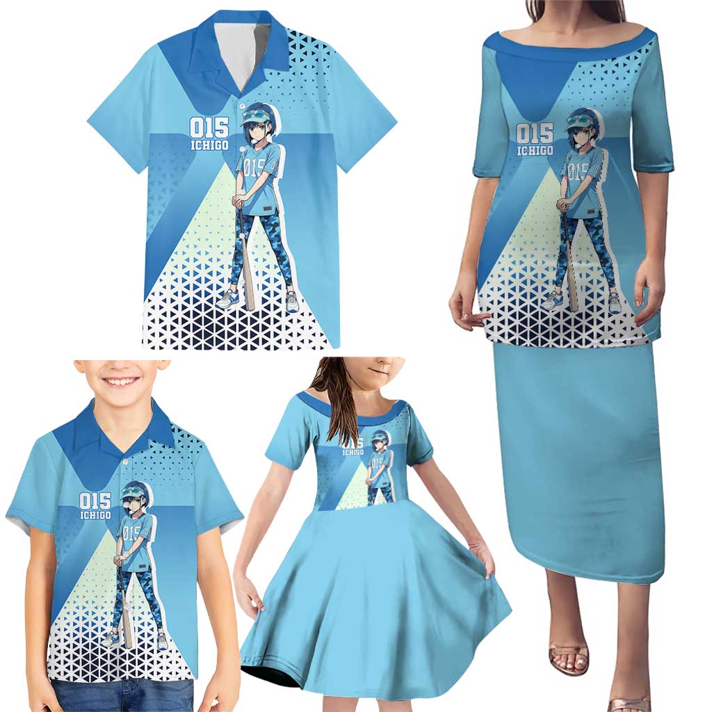 Ichigo Family Matching Puletasi and Hawaiian Shirt Cool Blue Baseball Anime Style