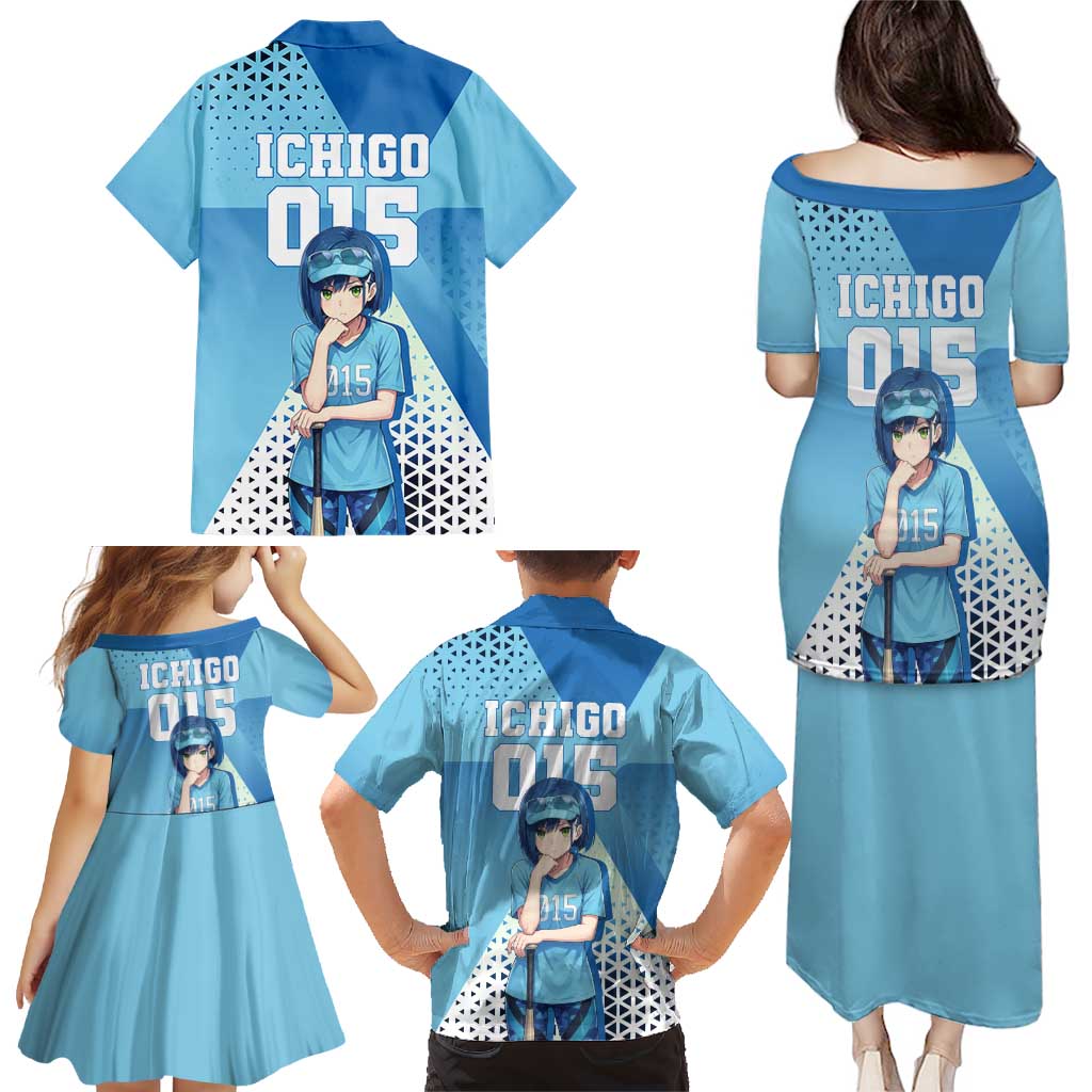 Ichigo Family Matching Puletasi and Hawaiian Shirt Cool Blue Baseball Anime Style