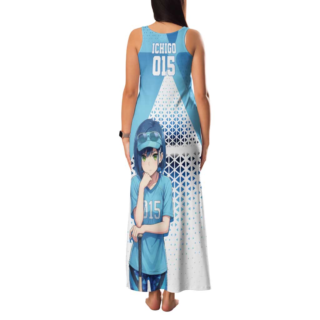 Ichigo Family Matching Tank Maxi Dress and Hawaiian Shirt Cool Blue Baseball Anime Style