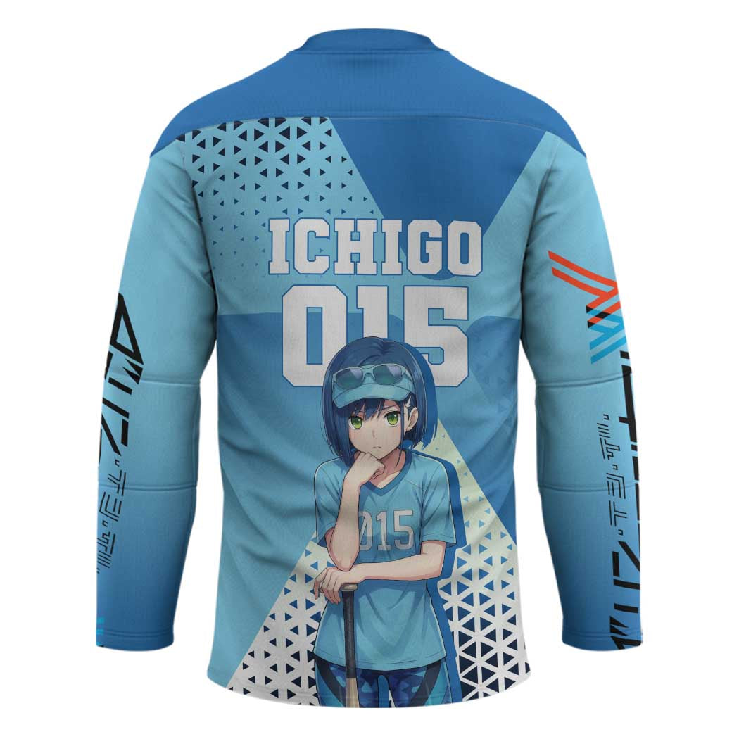 Ichigo Hockey Jersey Cool Blue Baseball Anime Style