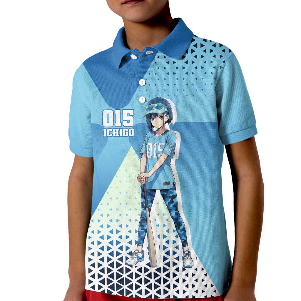 Ichigo Kid Polo Shirt Cool Blue Baseball Anime Style