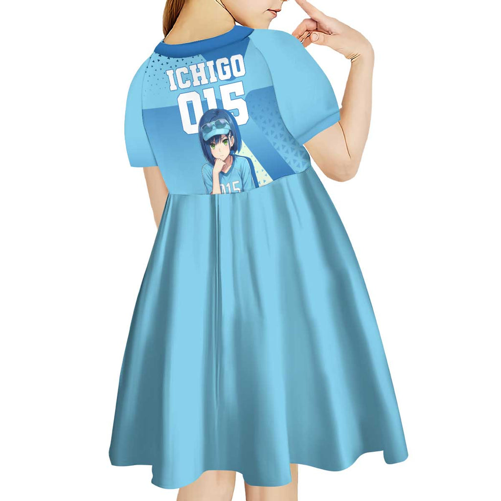 Ichigo Kid Short Sleeve Dress Cool Blue Baseball Anime Style
