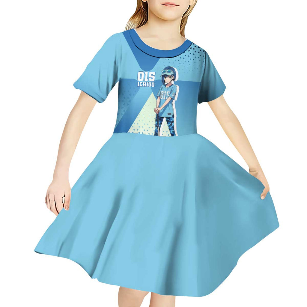 Ichigo Kid Short Sleeve Dress Cool Blue Baseball Anime Style
