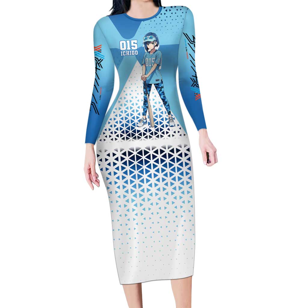 Ichigo Long Sleeve Bodycon Dress Cool Blue Baseball Anime Style