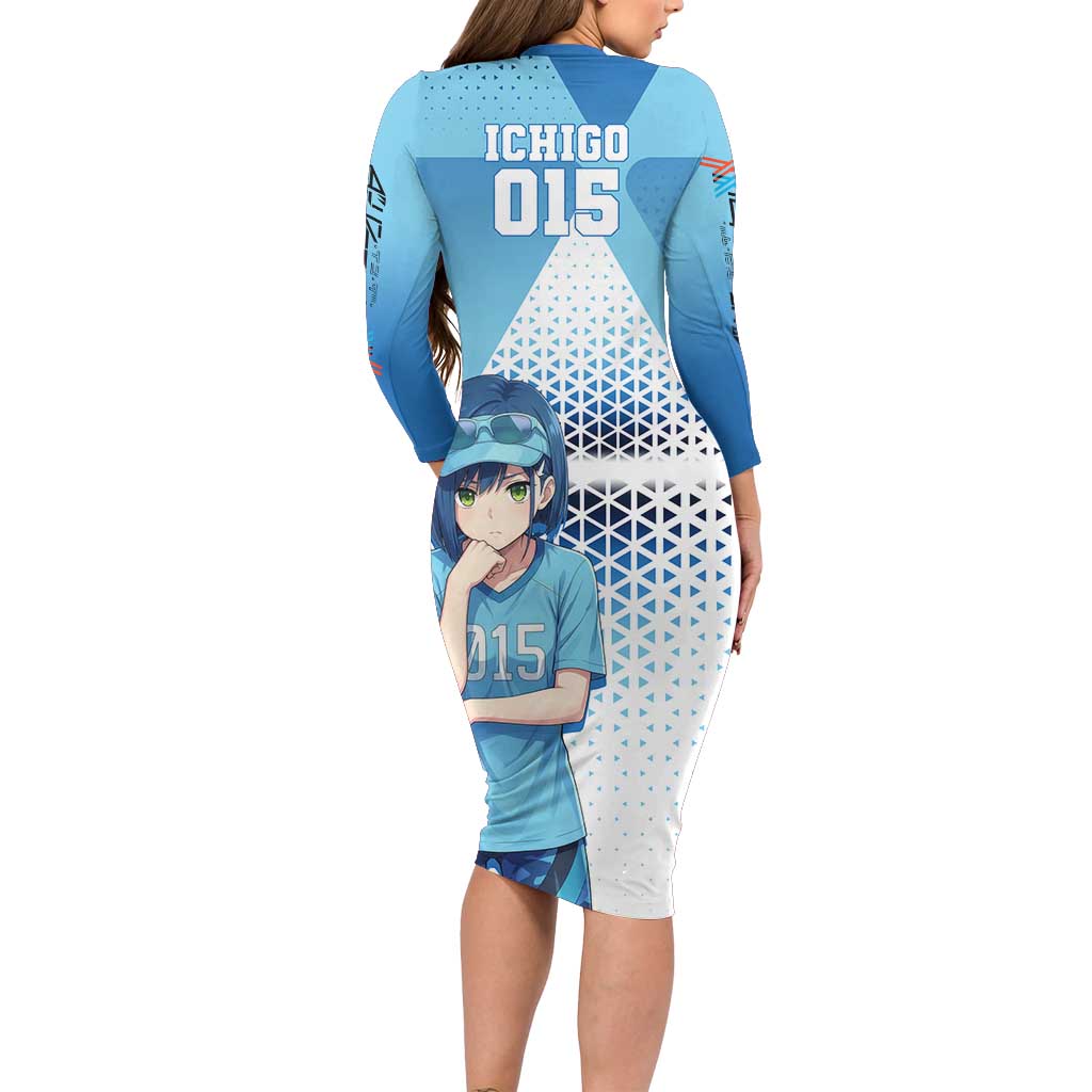 Ichigo Long Sleeve Bodycon Dress Cool Blue Baseball Anime Style