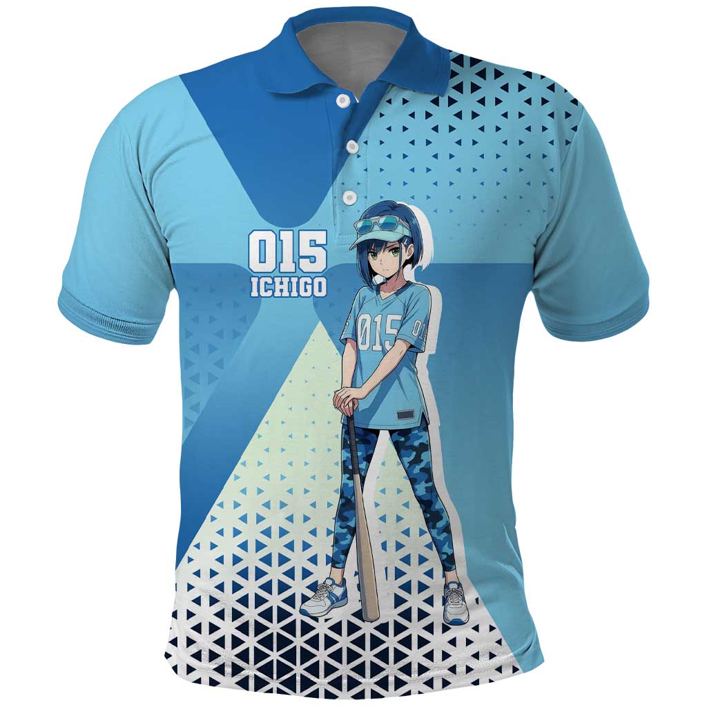 Ichigo Polo Shirt Cool Blue Baseball Anime Style