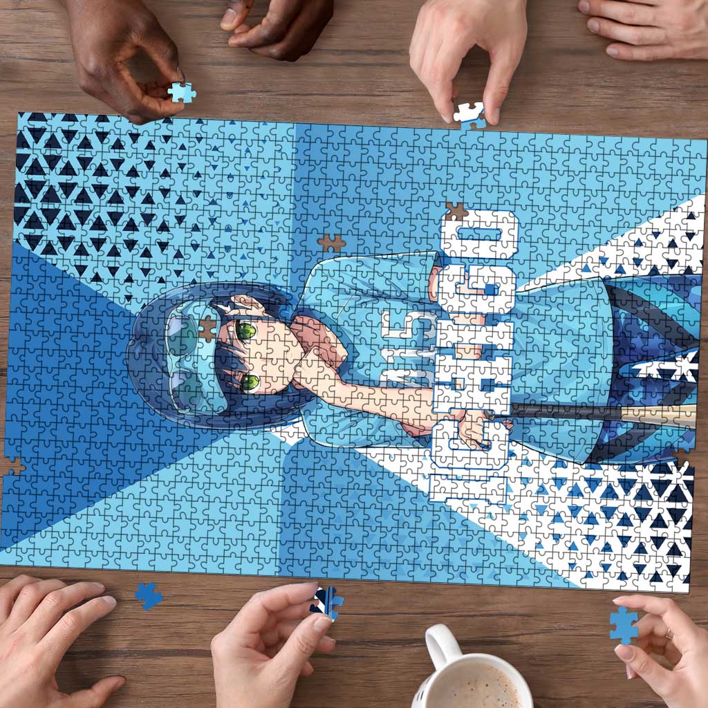 Ichigo Puzzle Cool Blue Baseball Anime Style