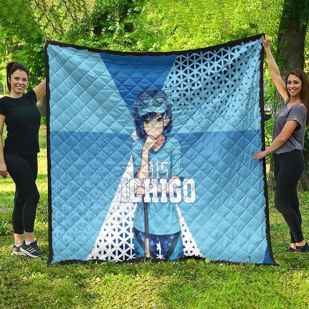 Ichigo Quilt Cool Blue Baseball Anime Style