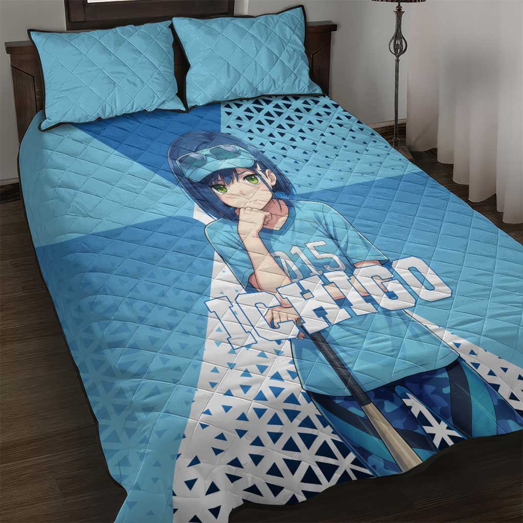 Ichigo Quilt Bed Set Cool Blue Baseball Anime Style