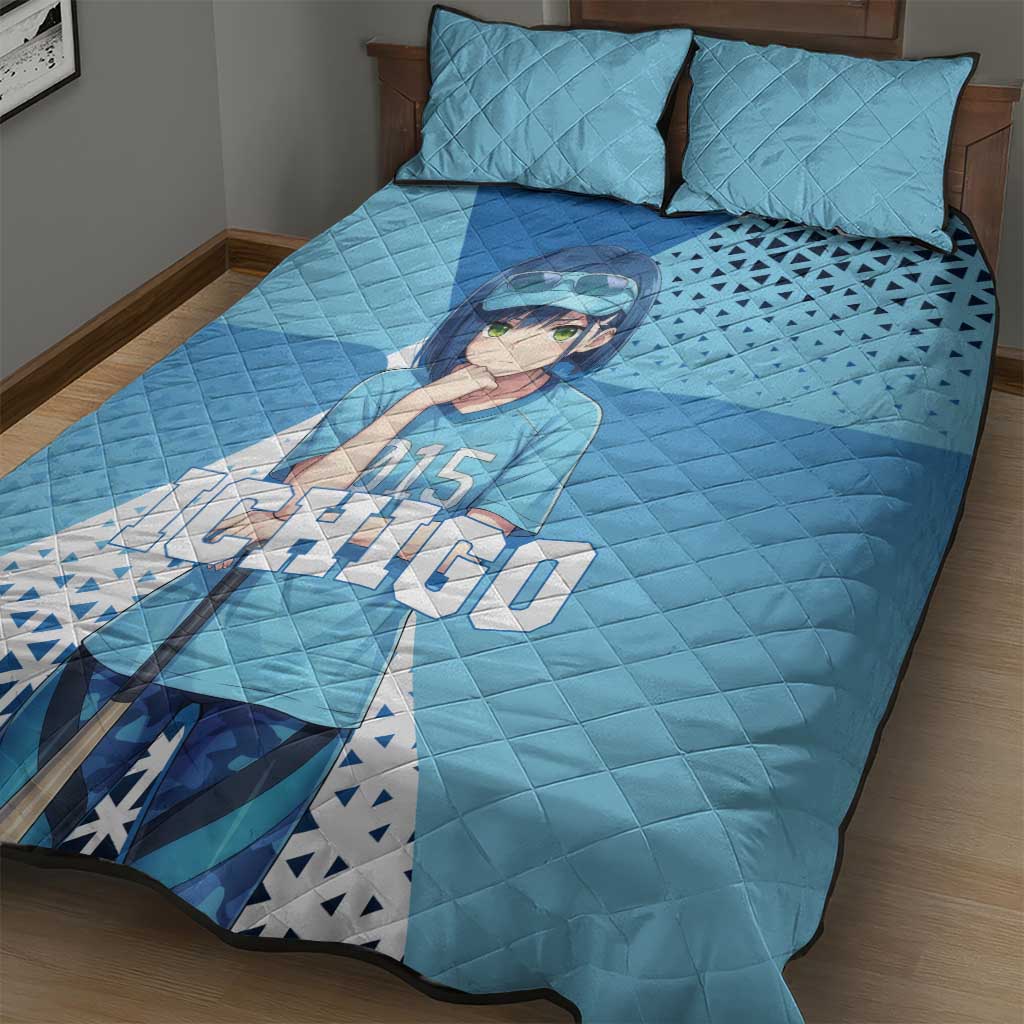 Ichigo Quilt Bed Set Cool Blue Baseball Anime Style