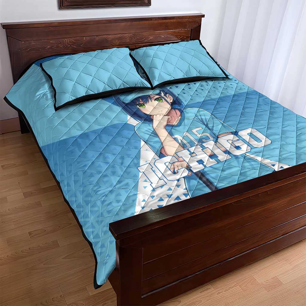 Ichigo Quilt Bed Set Cool Blue Baseball Anime Style