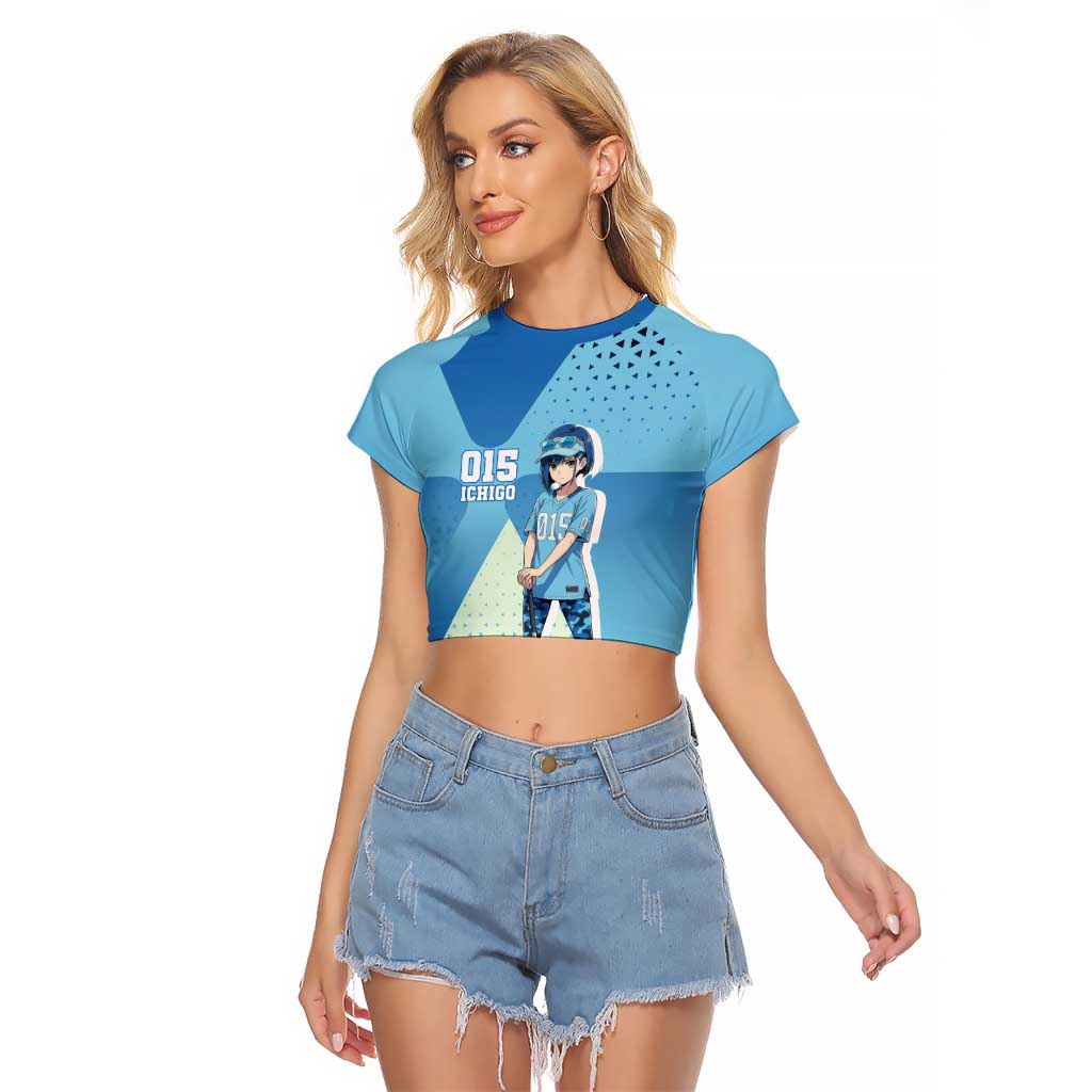 Ichigo Raglan Cropped T Shirt Cool Blue Baseball Anime Style