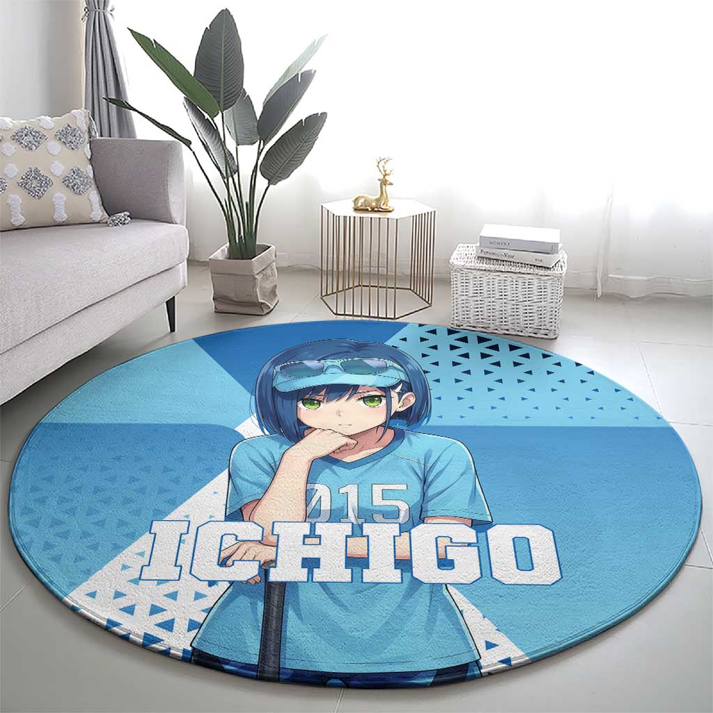 Ichigo Round Carpet Cool Blue Baseball Anime Style