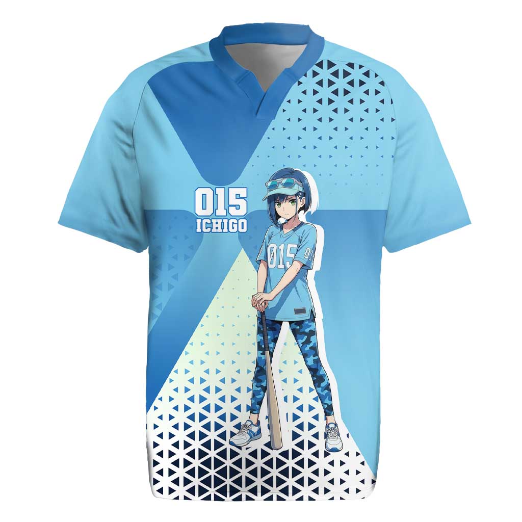 Ichigo Rugby Jersey Cool Blue Baseball Anime Style