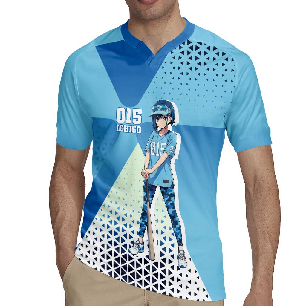 Ichigo Rugby Jersey Cool Blue Baseball Anime Style