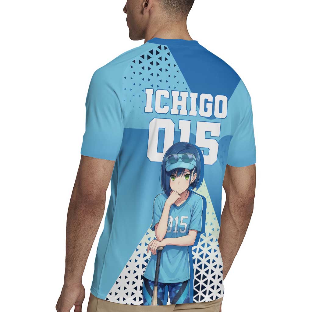 Ichigo Rugby Jersey Cool Blue Baseball Anime Style