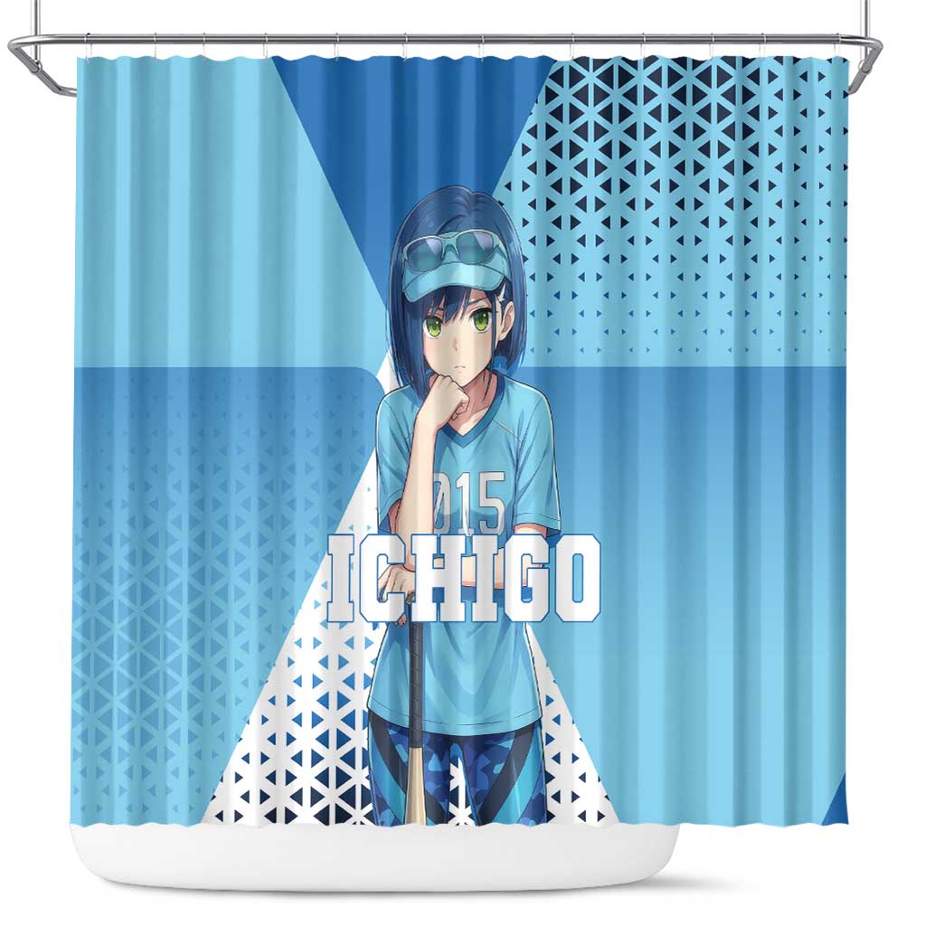 Ichigo Shower Curtain Cool Blue Baseball Anime Style