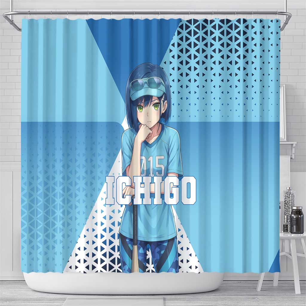 Ichigo Shower Curtain Cool Blue Baseball Anime Style