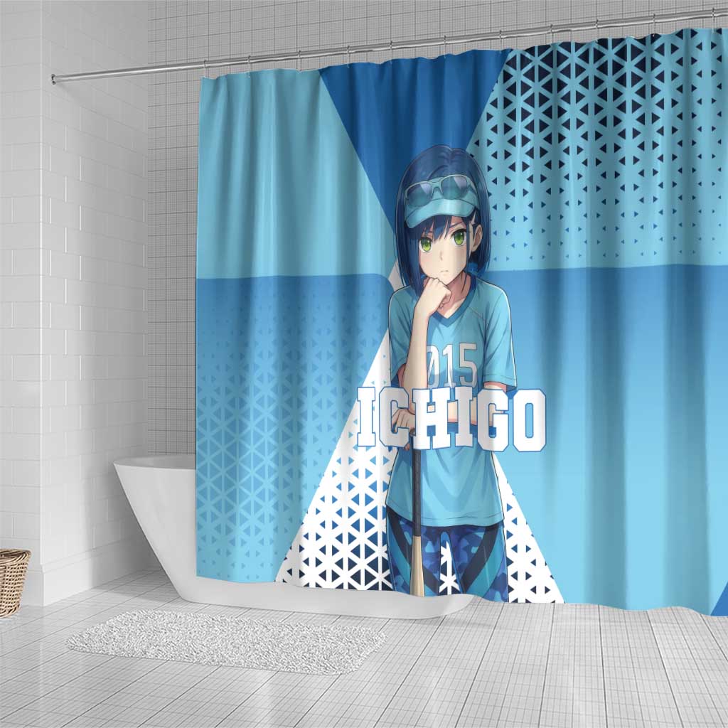Ichigo Shower Curtain Cool Blue Baseball Anime Style
