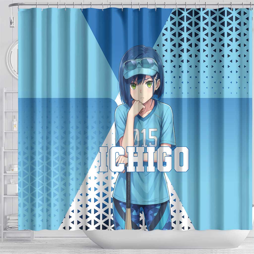 Ichigo Shower Curtain Cool Blue Baseball Anime Style
