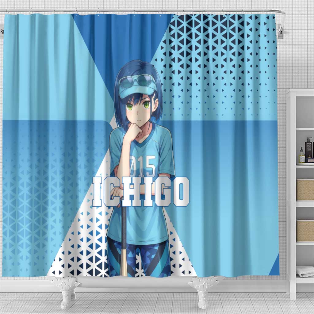 Ichigo Shower Curtain Cool Blue Baseball Anime Style