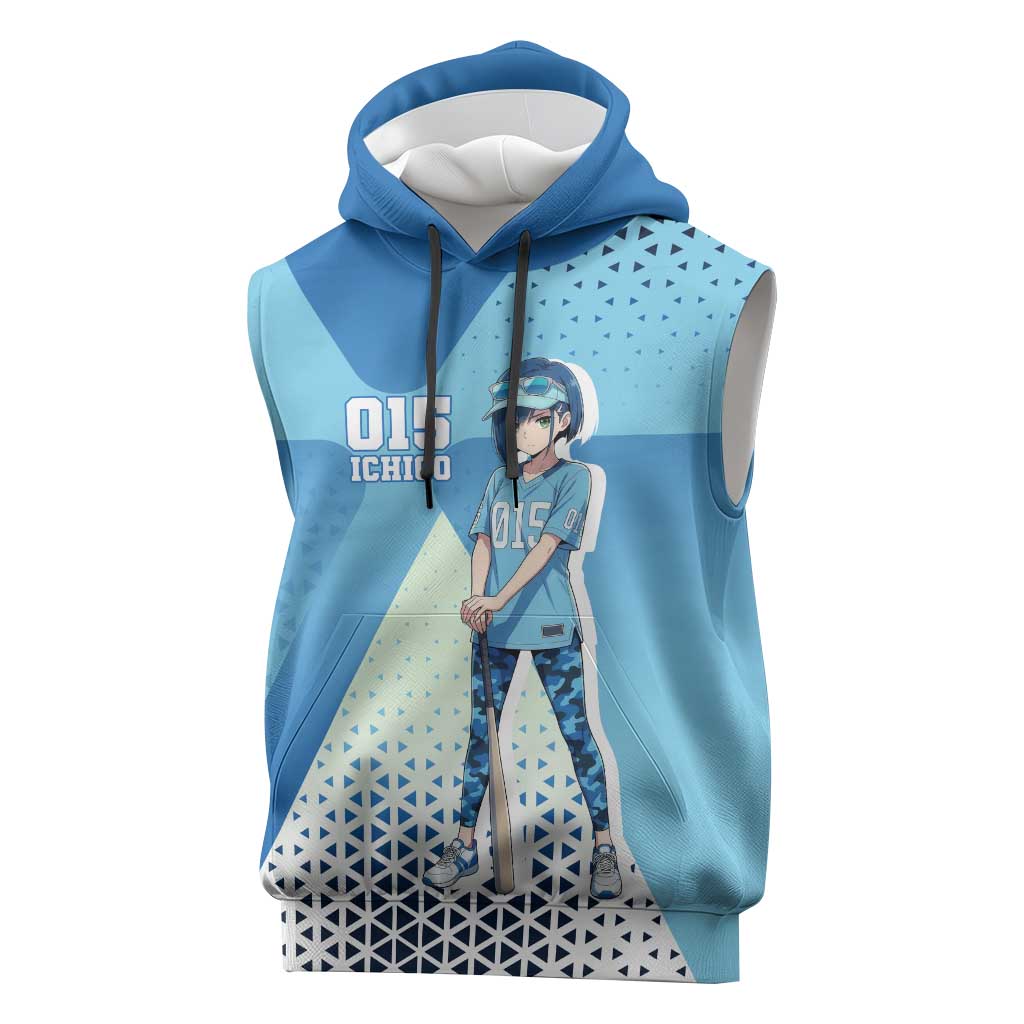 Ichigo Sleeveless Hoodie Cool Blue Baseball Anime Style