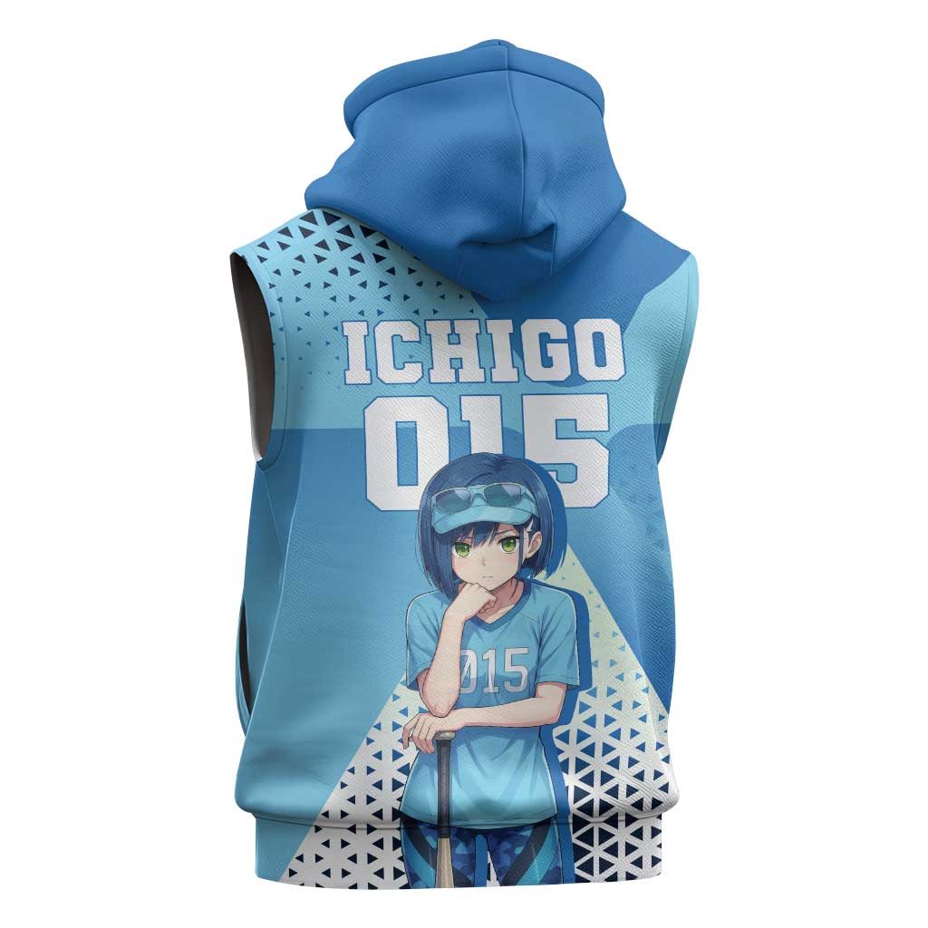 Ichigo Sleeveless Hoodie Cool Blue Baseball Anime Style