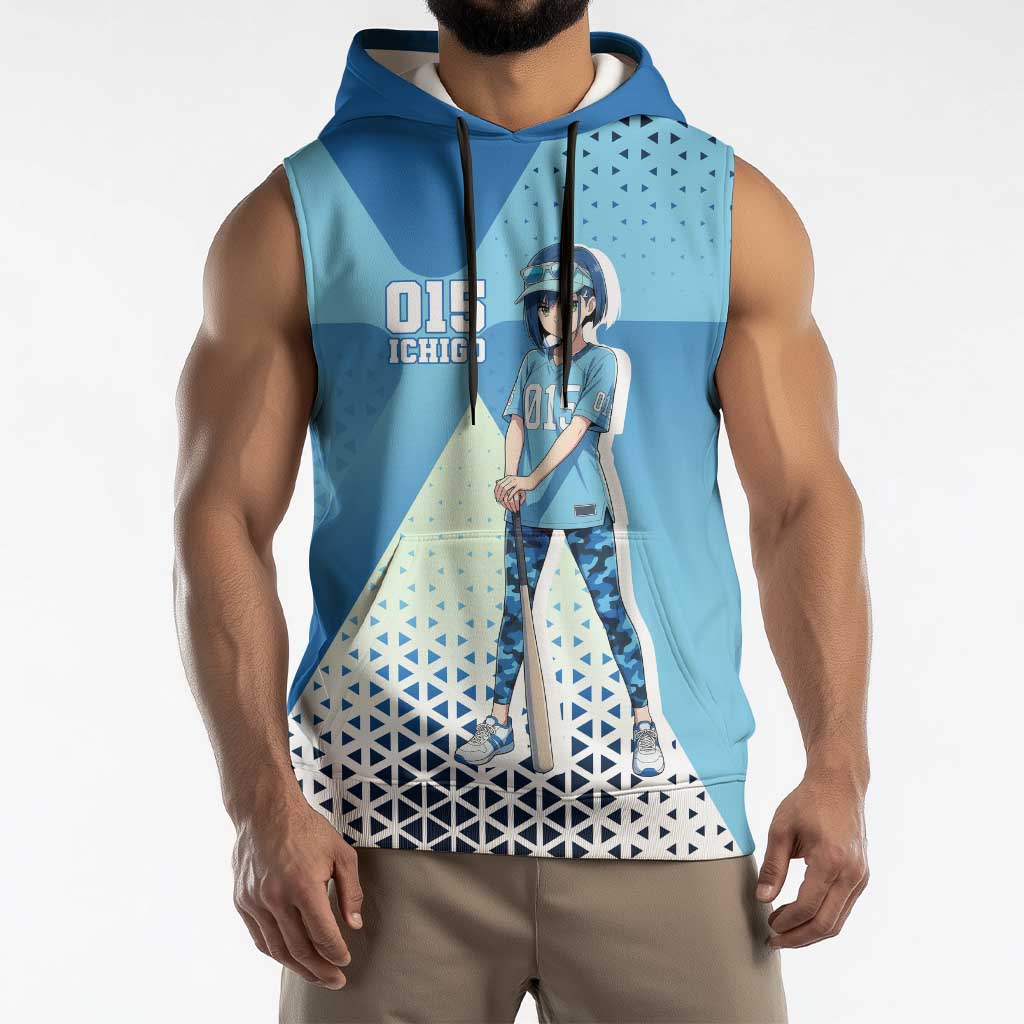 Ichigo Sleeveless Hoodie Cool Blue Baseball Anime Style
