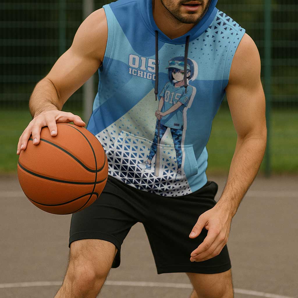 Ichigo Sleeveless Hoodie Cool Blue Baseball Anime Style